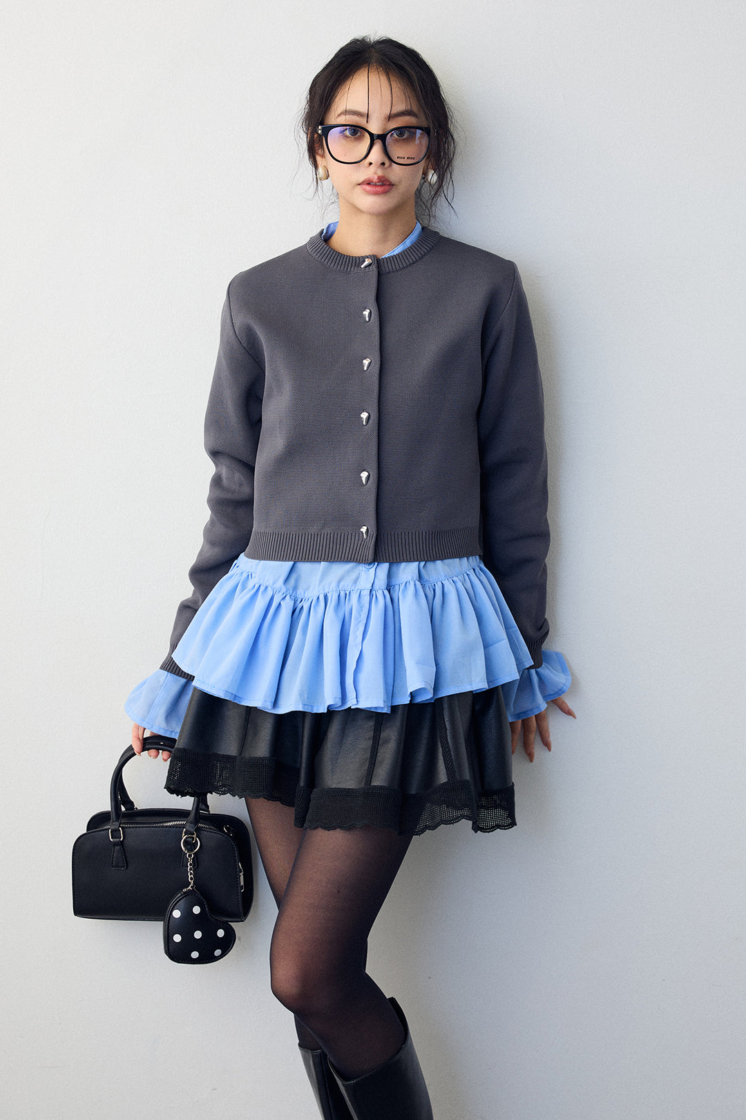 [予約]メタルボタンベーシックカーデ