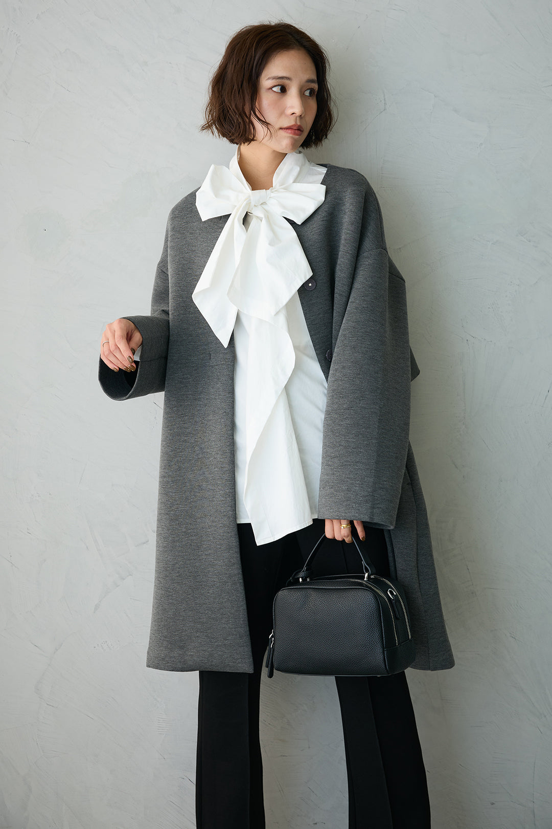 [予約]マルチパターンボウタイアシメシャツ