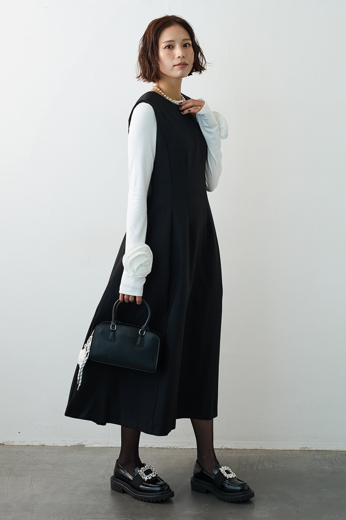 予約/SET]フラワーモチーフポイントカットトップス+プリンセスライン