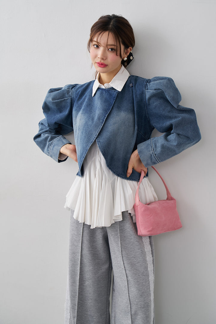 [予約]パフスリーブショートデニムジャケット
