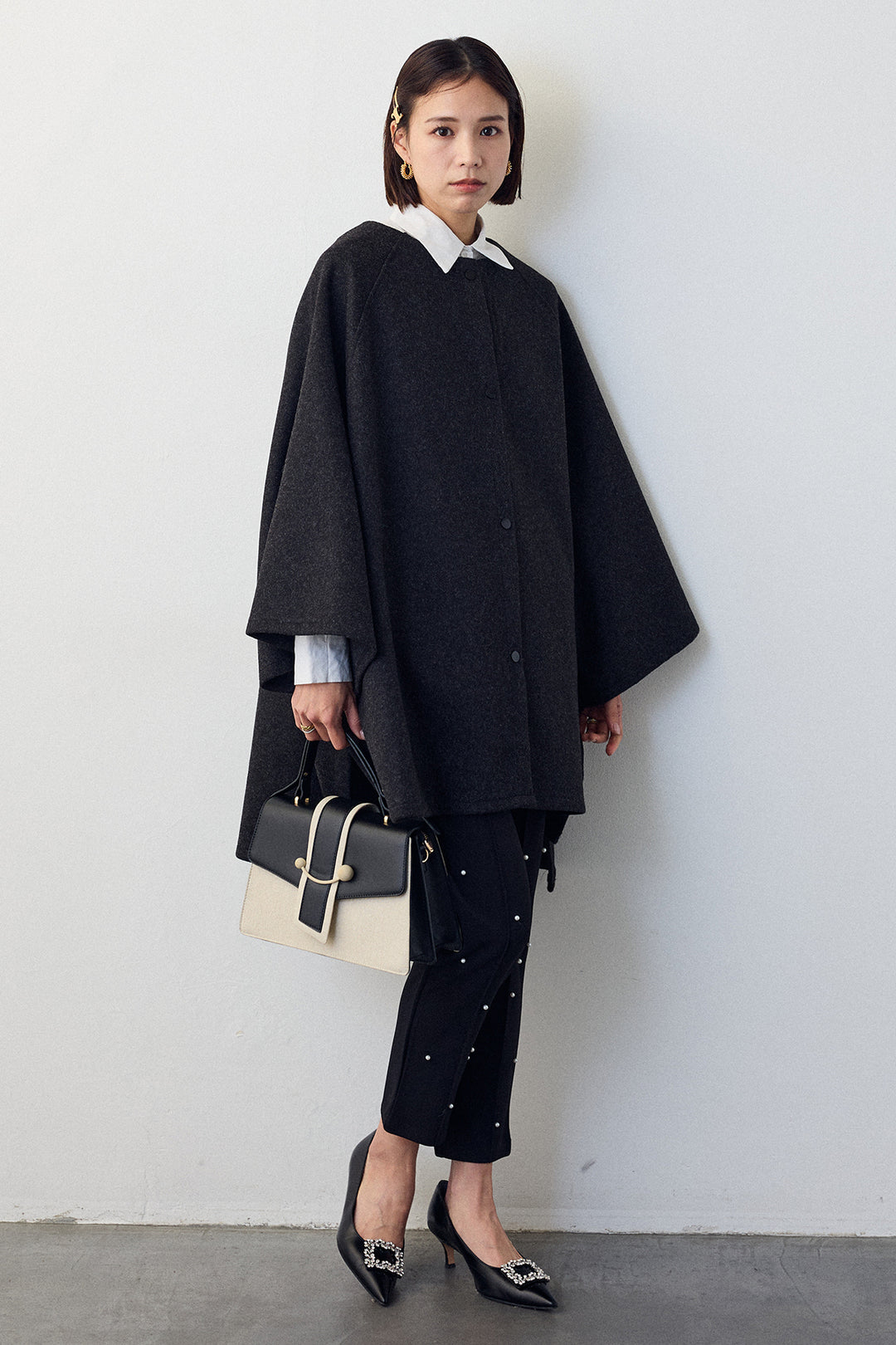 [予約]ウールライクドルマンポンチョコート