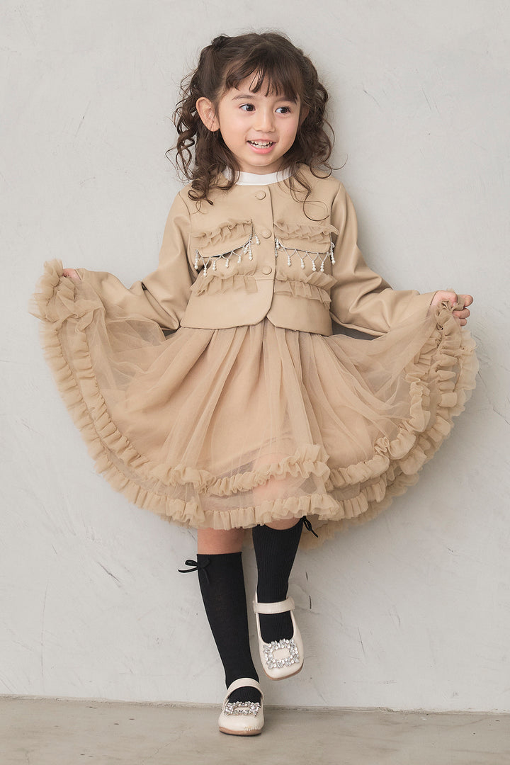 [予約]フリルヘムチュールワンピ＋ジャケットセット