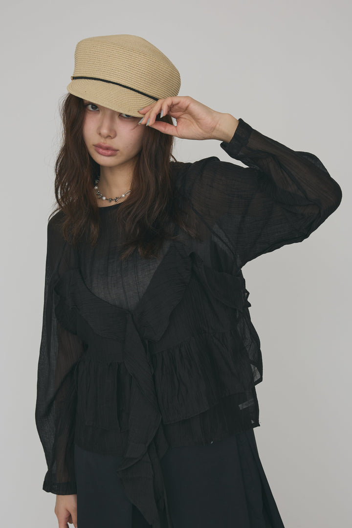 [予約]ドレープフリルシアーレーヤードトップス