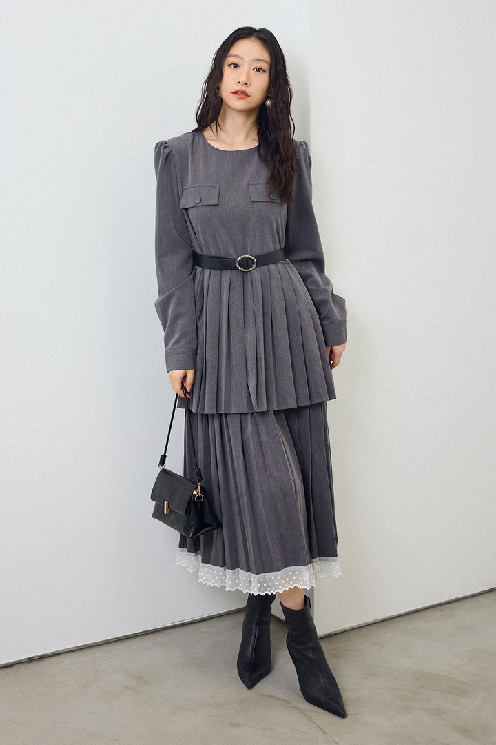 [予約]ダブルプリーツクラシカルワンピース