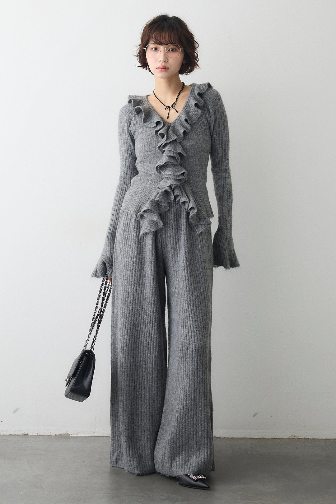 [予約]フロントフリル美ラインニットセットアップ