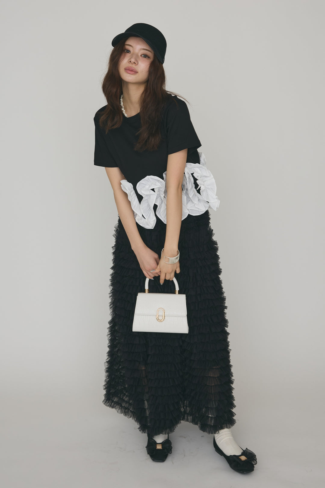 [予約/SET]フリルウェーブヘムカットTシャツ+フリルウェーブヘムカットTシャツ(2set)