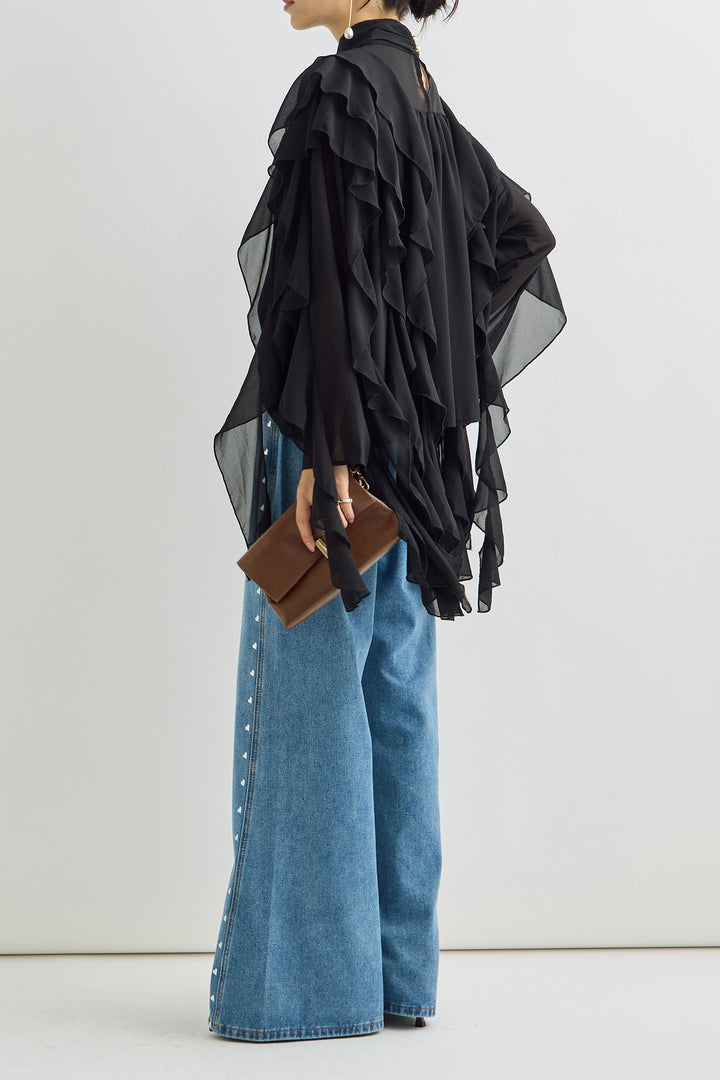 [予約]シフォンツイストラッフルブラウス