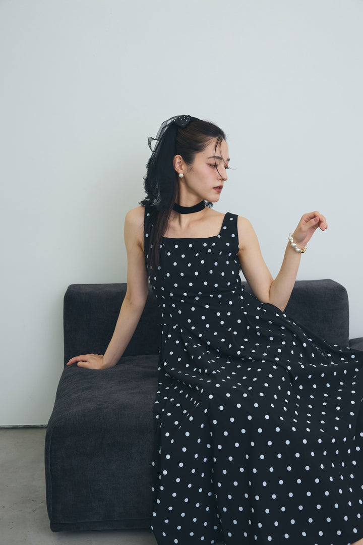 [予約]ドットレトロシルエットワンピース
