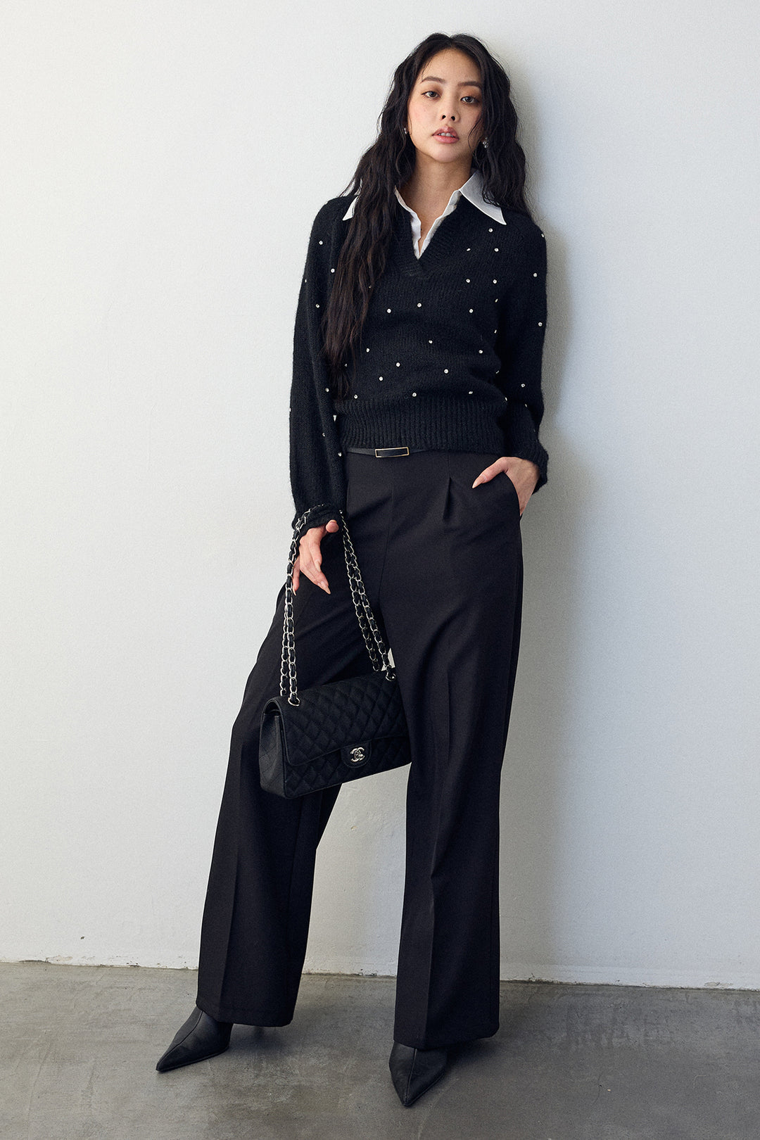 [予約]ポイントベルトセットストレートワイドパンツ