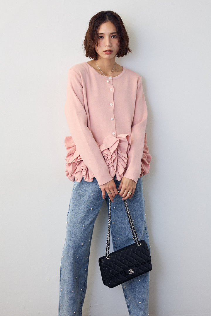 [予約]パールスタッズストレートハイウエストデニム