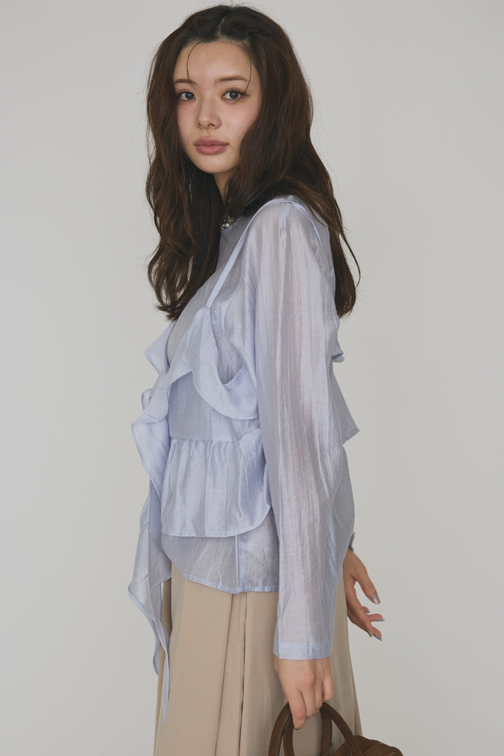 [予約]ドレープフリルシアーレーヤードトップス