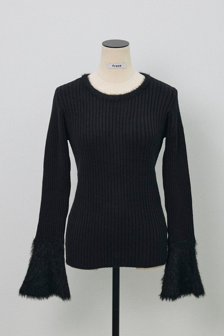 [予約]フェザー切替スリーブフレアニット