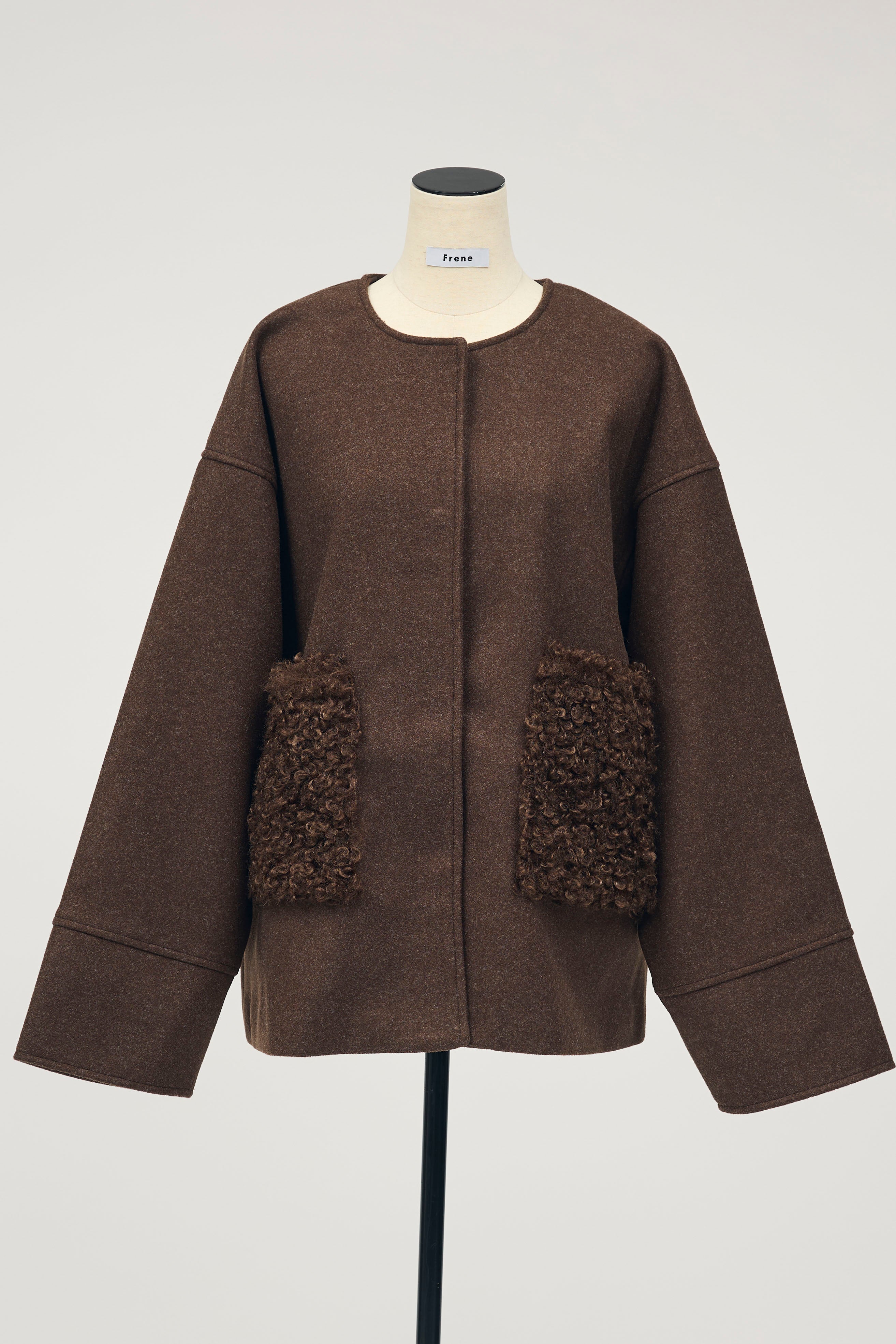 リボンジャガードジャケット　ブラック　Frene リボンジャガードジャケット ブラック Frene Jacket – Frene