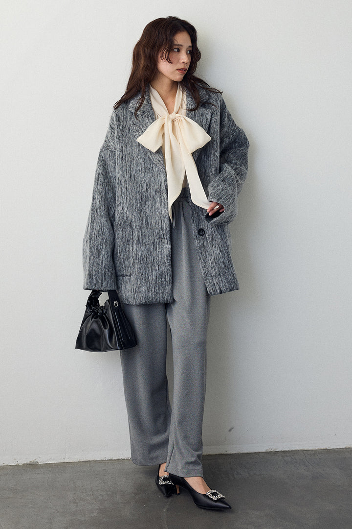 [予約/SET]シャギーミドル丈コート+2タック美シルエットパンツ(2set)