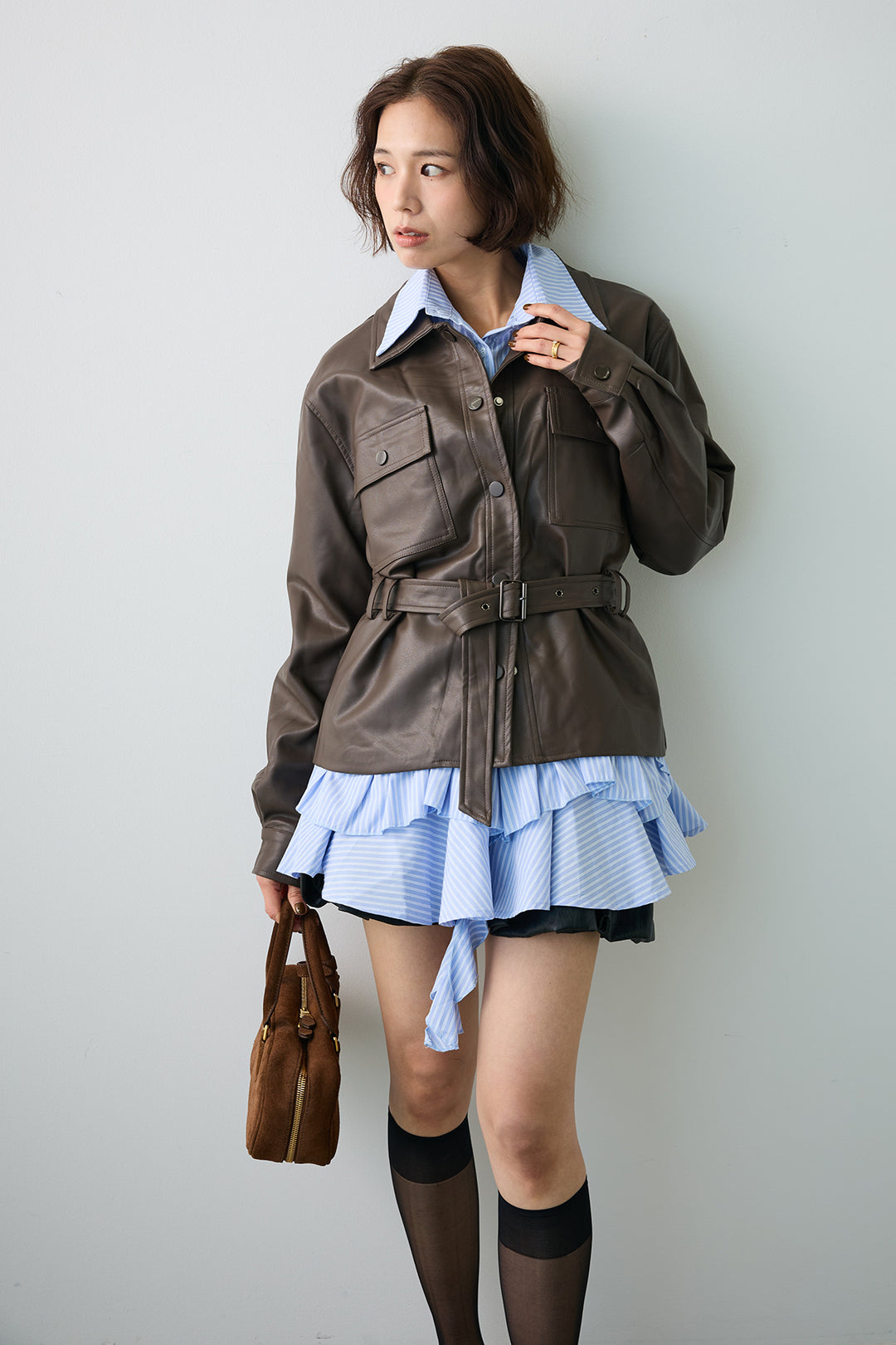 [予約]レザーライクウエストシェイプジャケット