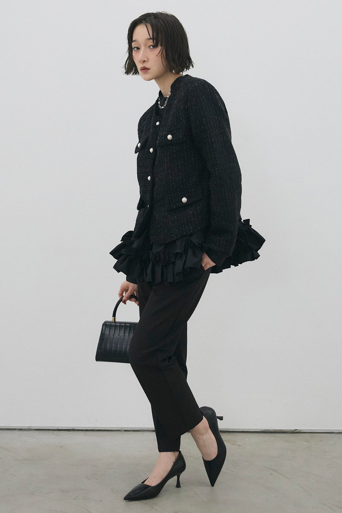 リボンジャガードジャケット ブラック Frene Jacket – Frene リボンジャガードジャケット ブラック Frene Jacket – Frene