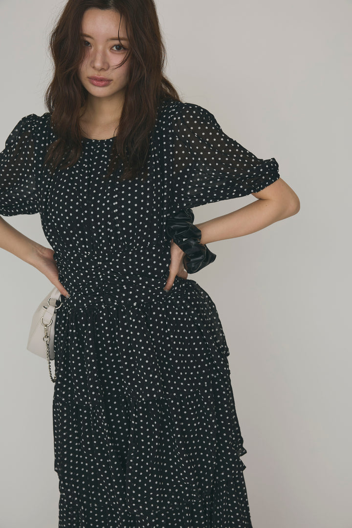 [予約]ドットティアードロマンティックワンピ