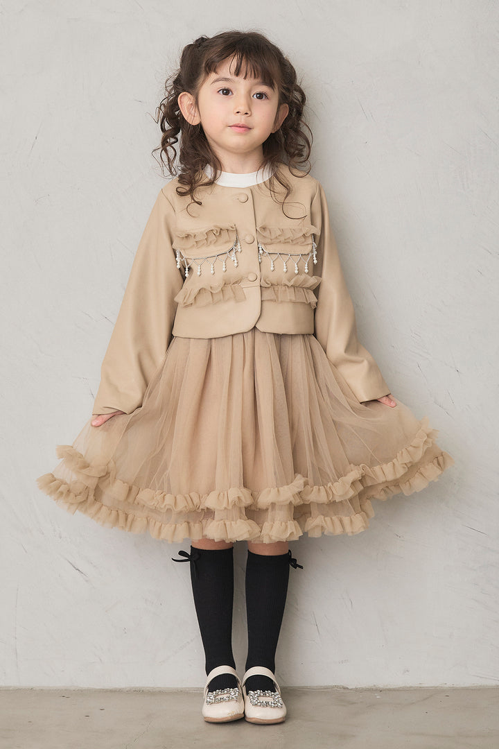 [予約]フリルヘムチュールワンピ＋ジャケットセット