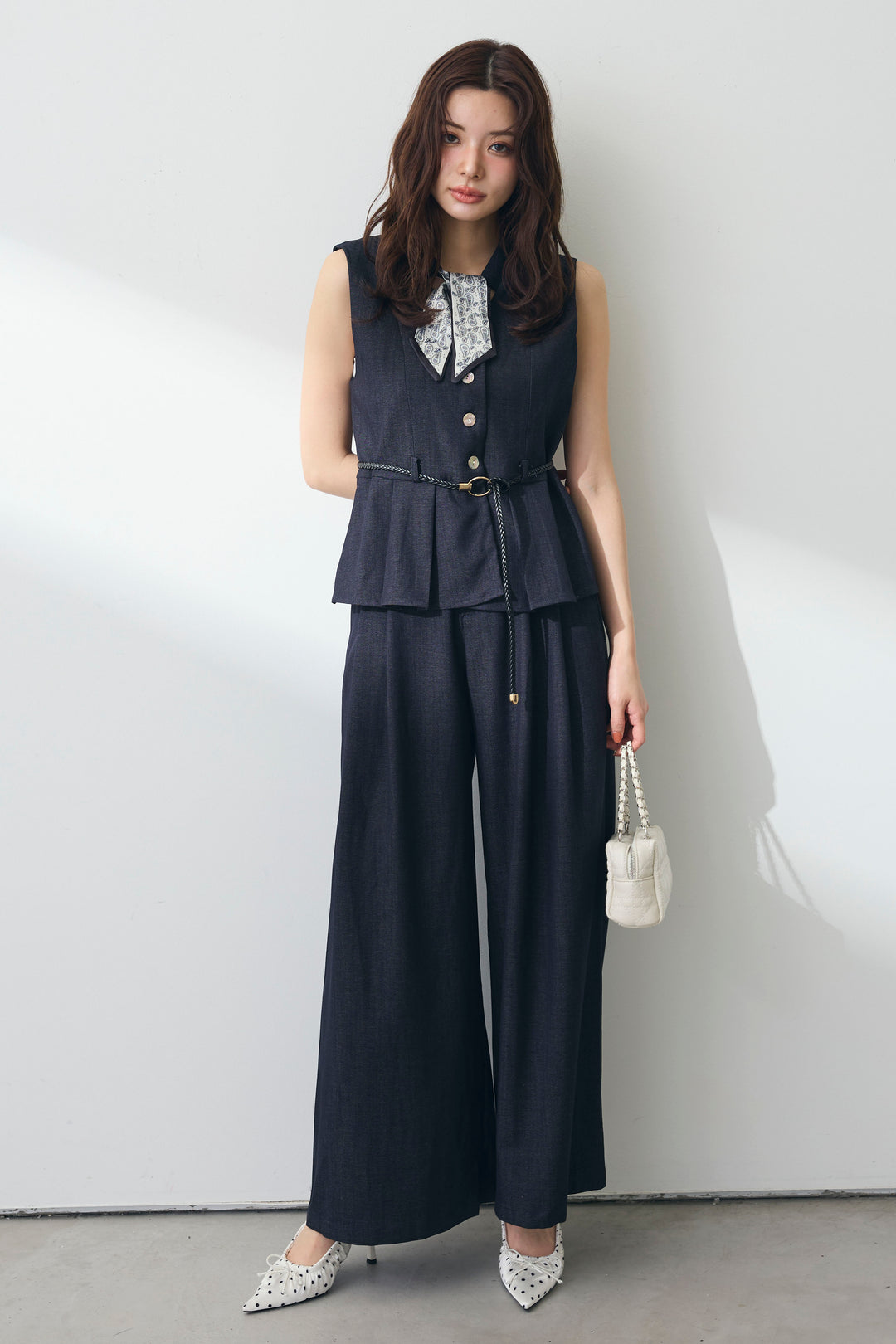 [予約]スカーフセットデニムマニッシュセットアップ