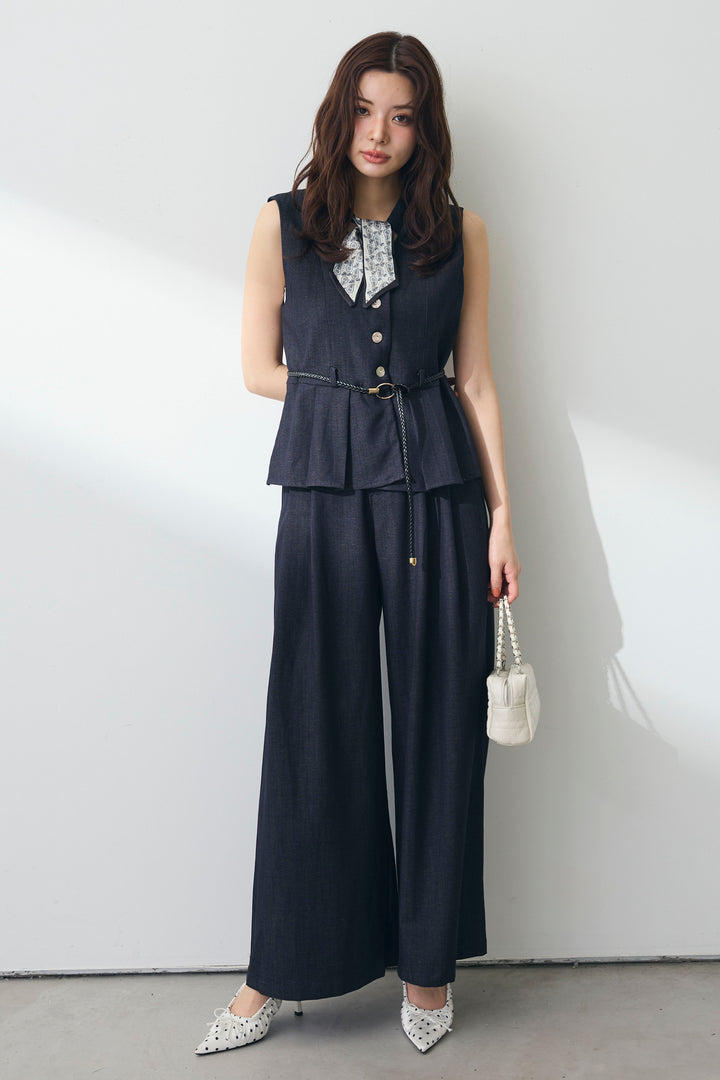 [予約]スカーフセットデニムマニッシュセットアップ