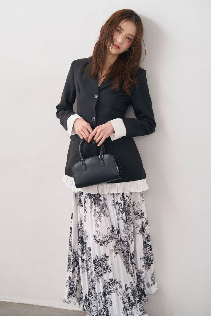 [予約]モノトーントワル柄プリーツスカート