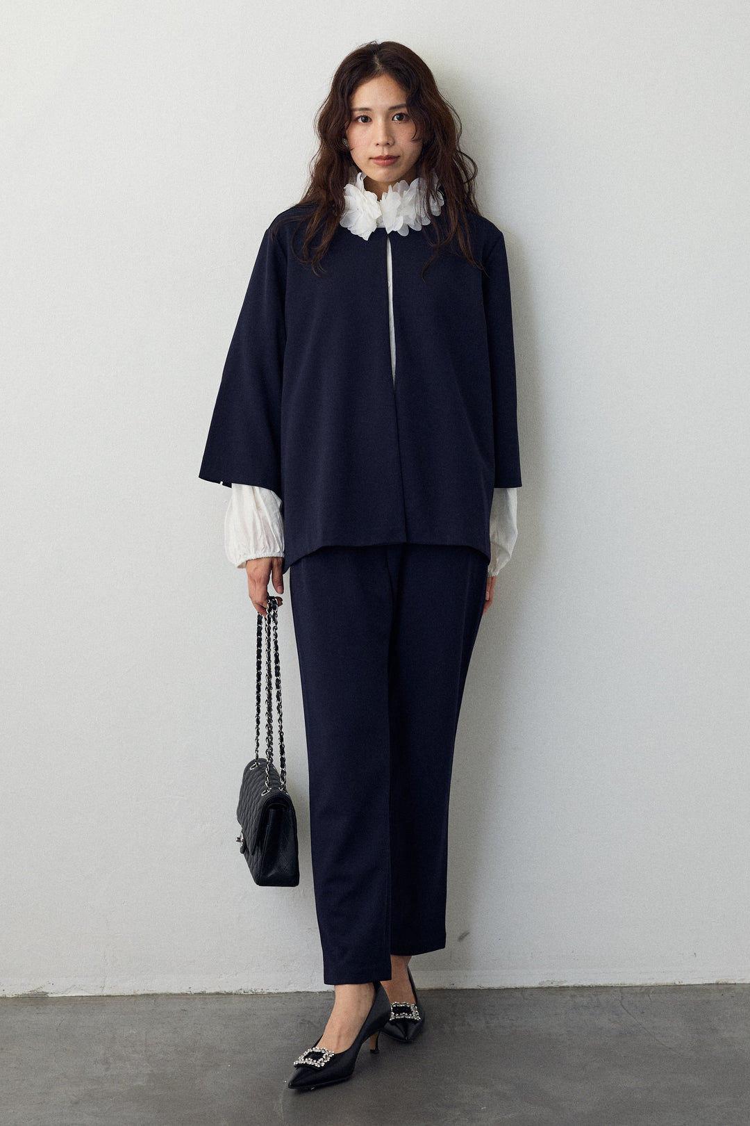 [予約]ノーカラージョーゼットセットアップ