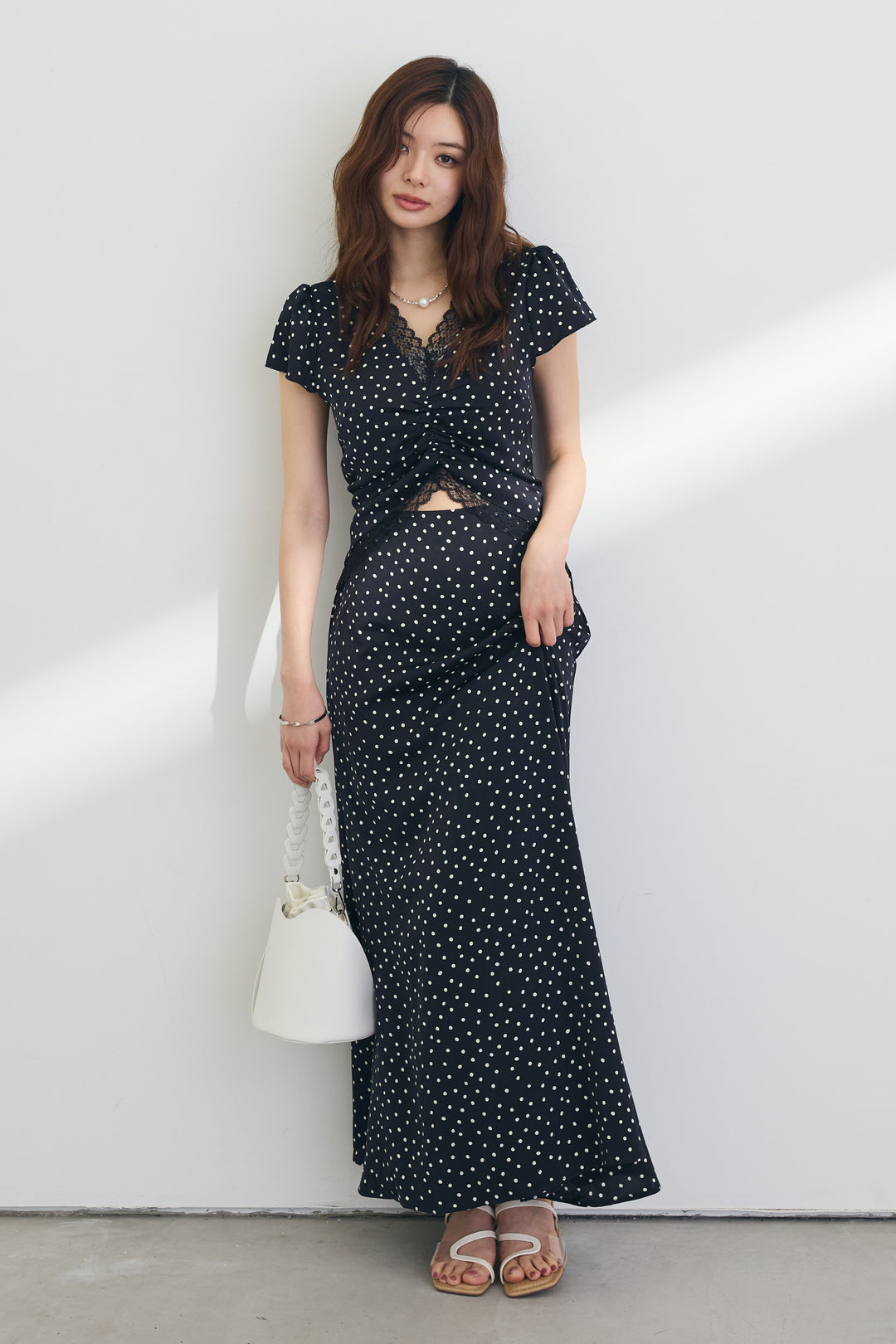 [予約]フロントカットドット美シルエットワンピ