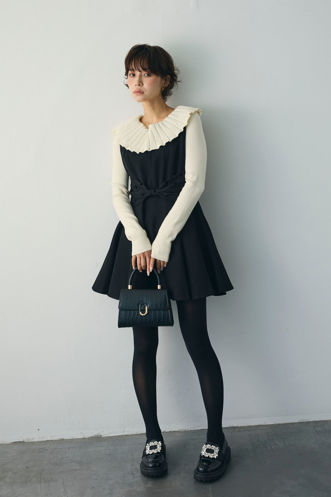 [予約]プリーツカラーニットプルオーバー