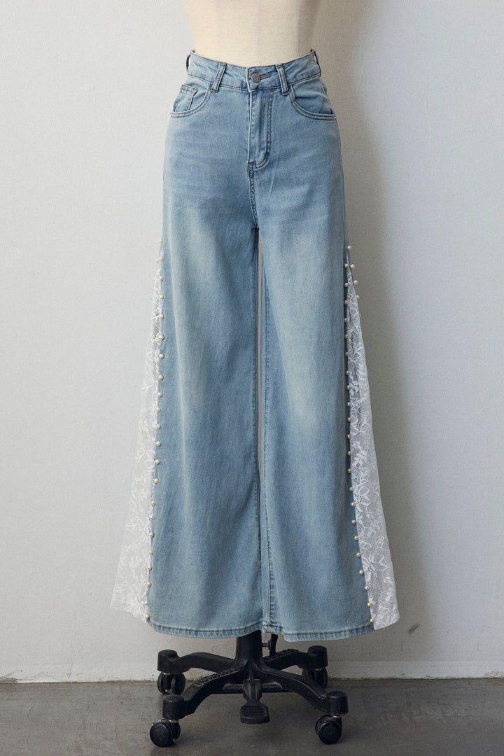 [予約]サイドレース切替ハイウエストデニム