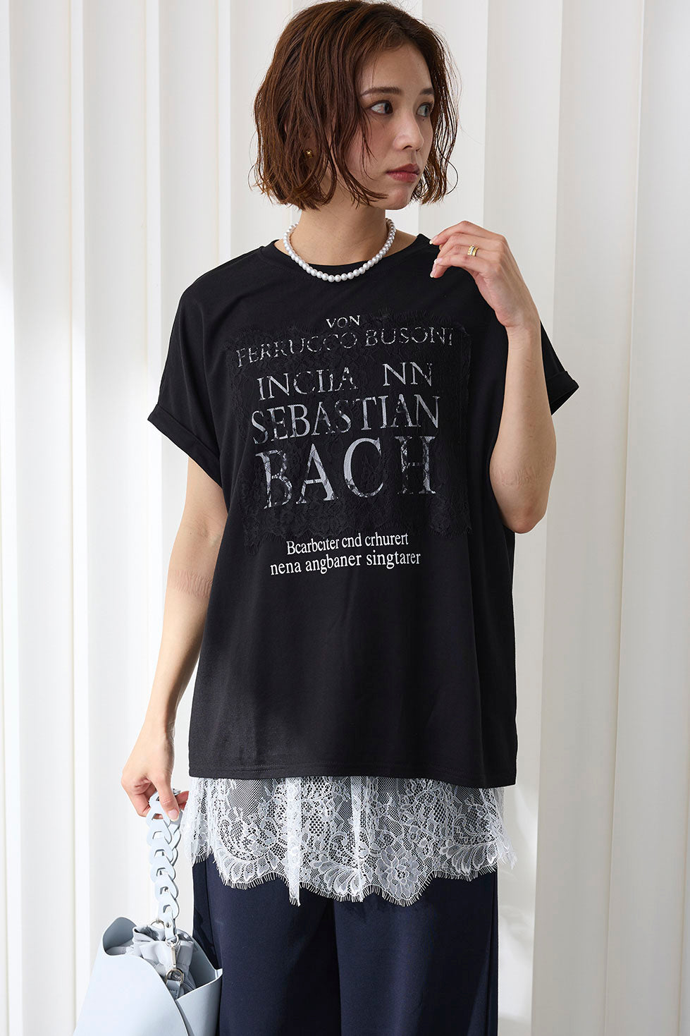 [予約]レースレイヤードロゴTシャツ