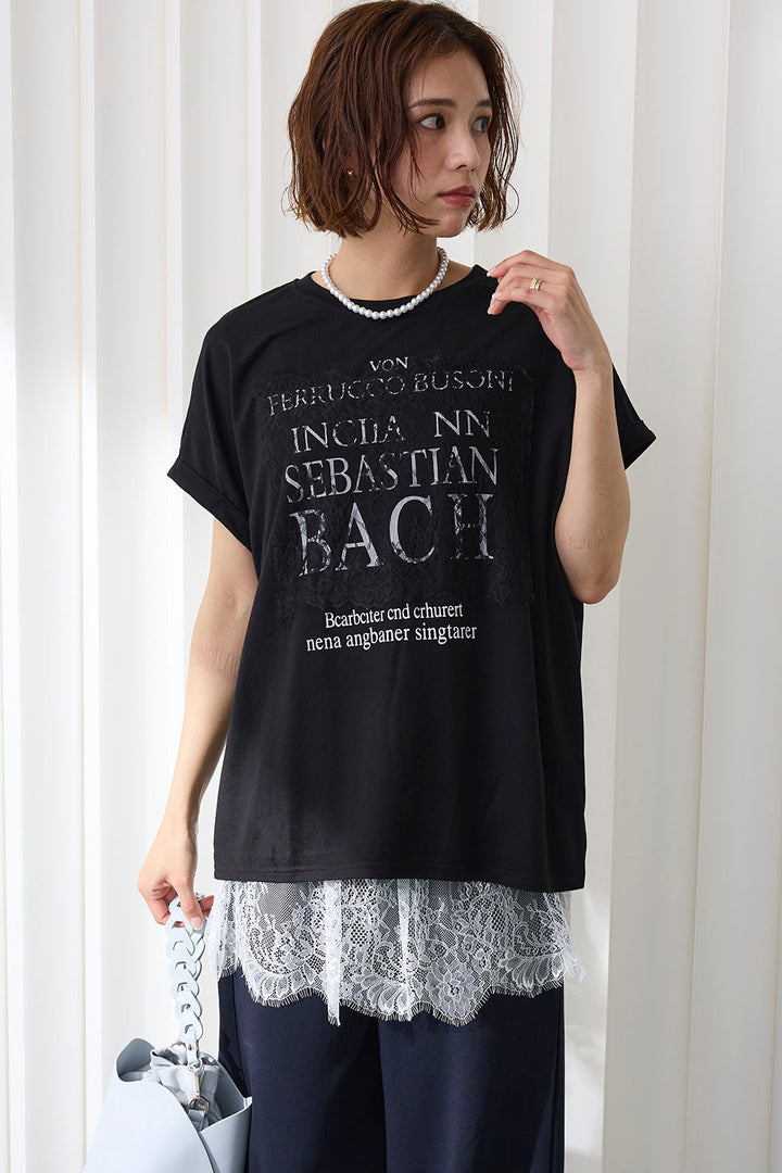 [予約]レースレイヤードロゴTシャツ
