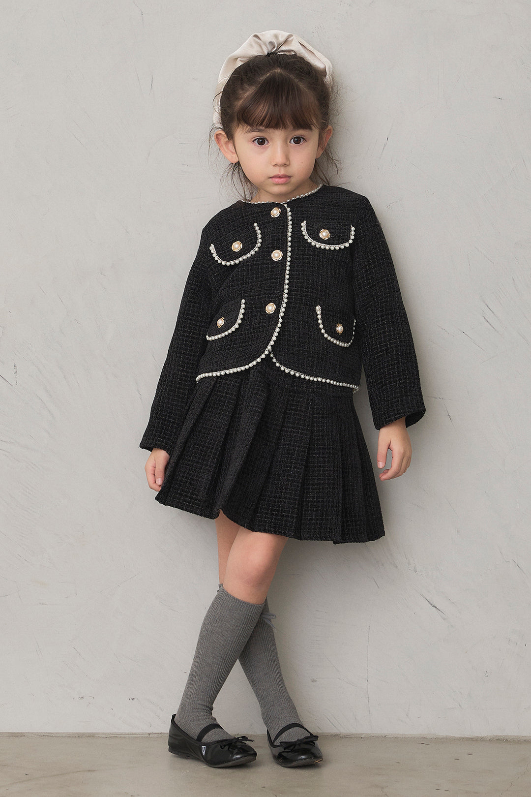 [予約]パールツイードジャケット＋プリーツスカートセット