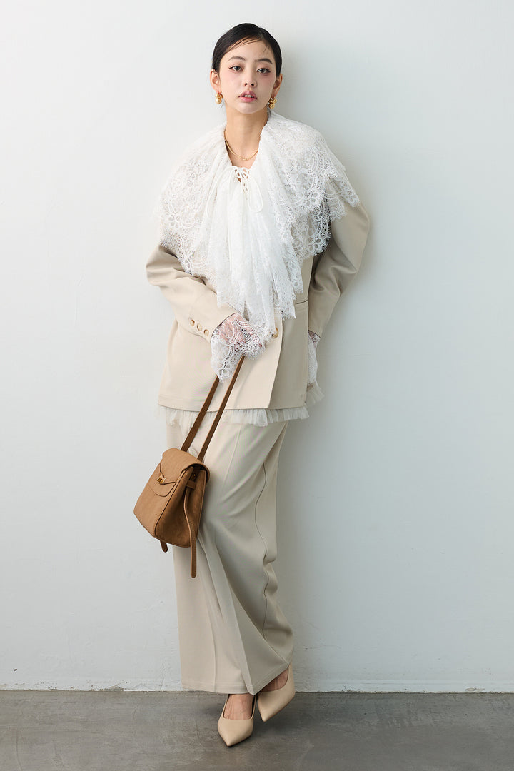 [予約]ハイウエストリボン付きストレートパンツ