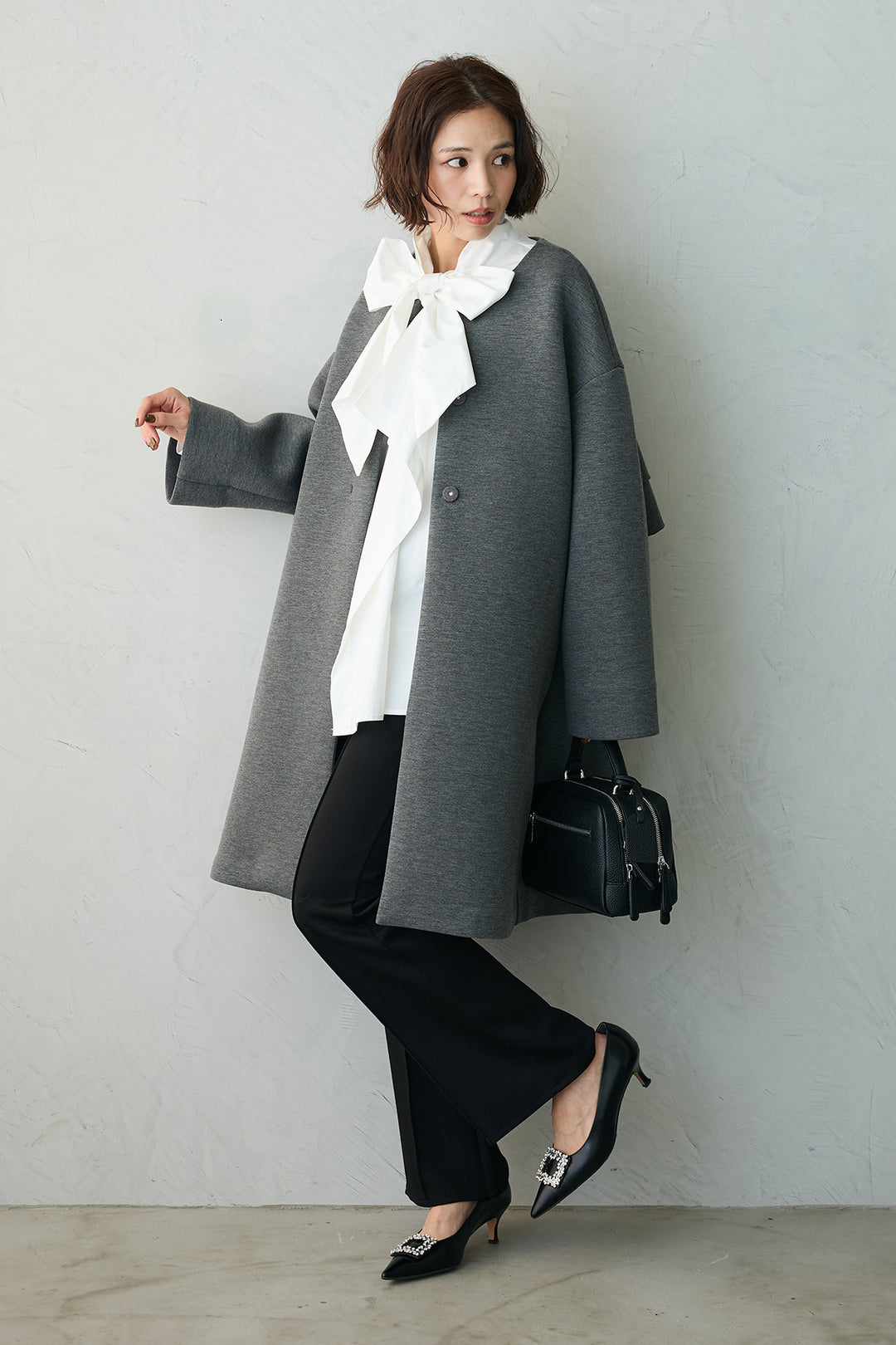 [予約]バックフリルボンディングノーカラーコート