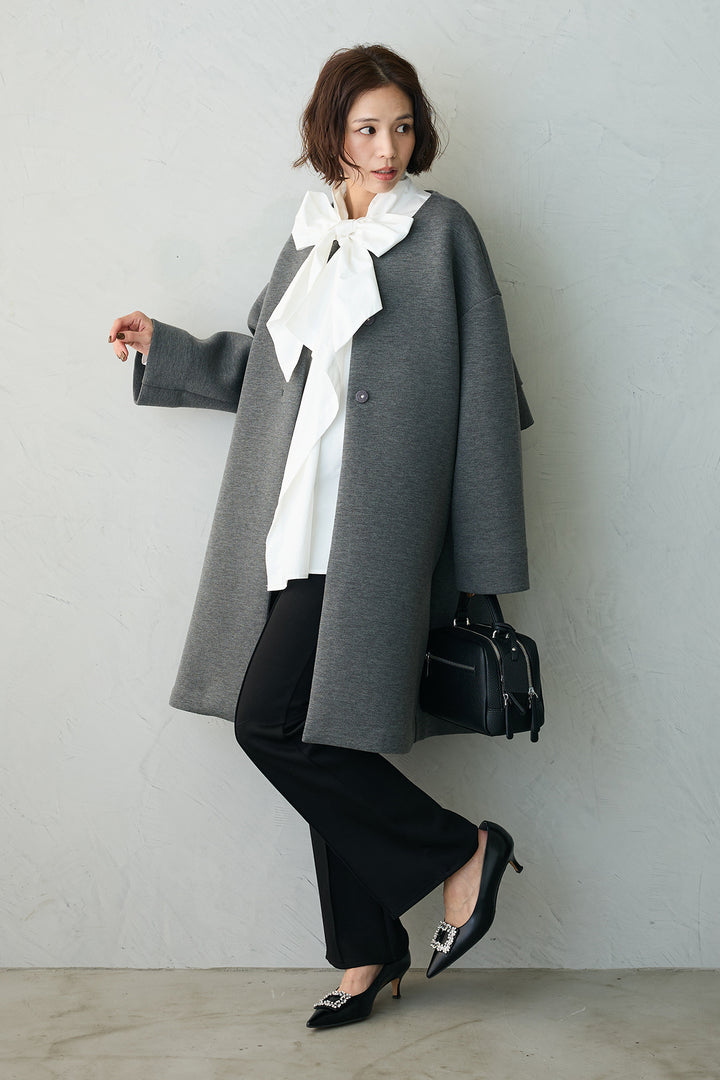 [予約]バックフリルボンディングノーカラーコート