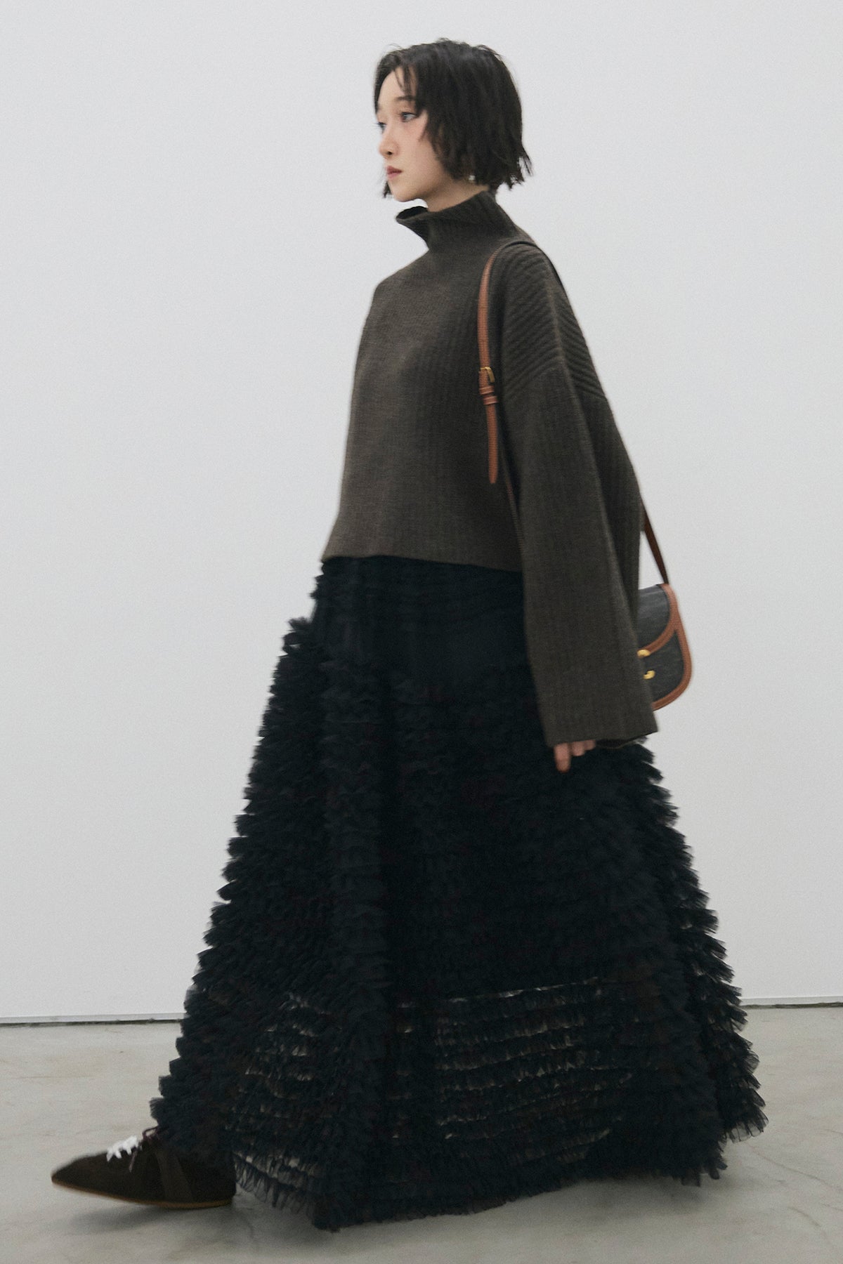 ★AND PER SE ストライプスカート2点セット★ バイカラーストライプフレアニットスカート