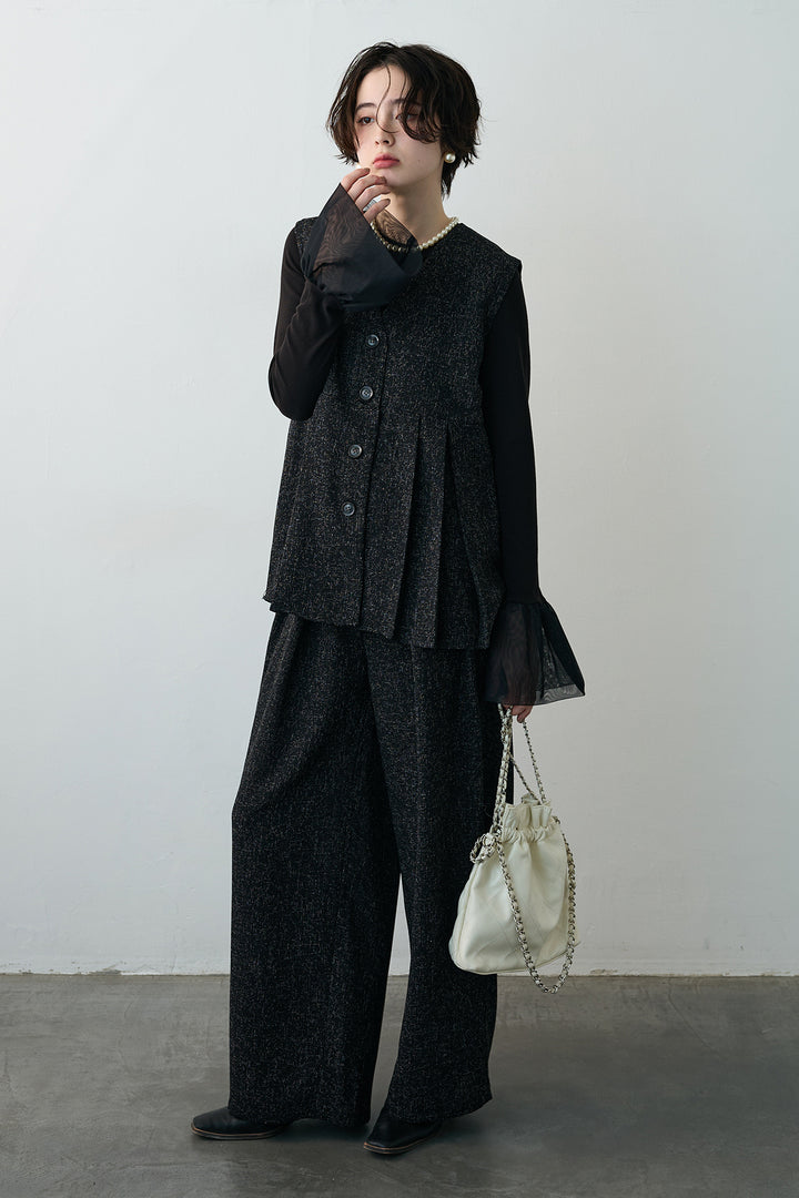 [予約]サマーツイードウエストラインタックパンツ