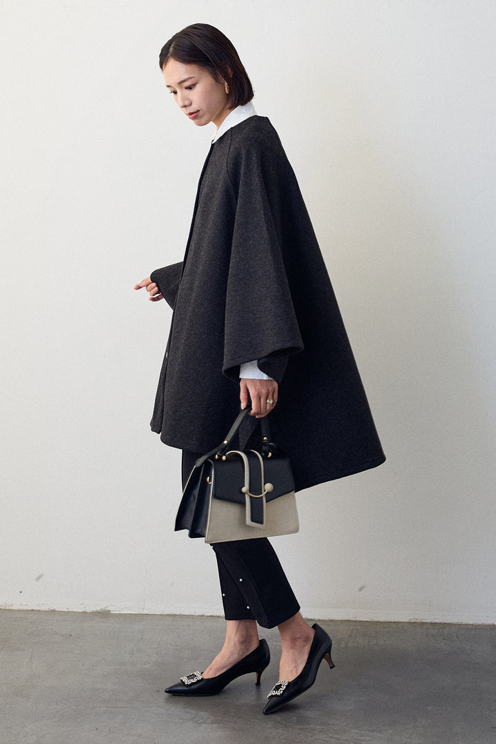 [予約/SET]ウールライクドルマンポンチョコート+センターシームランダムパールパンツ(2set)