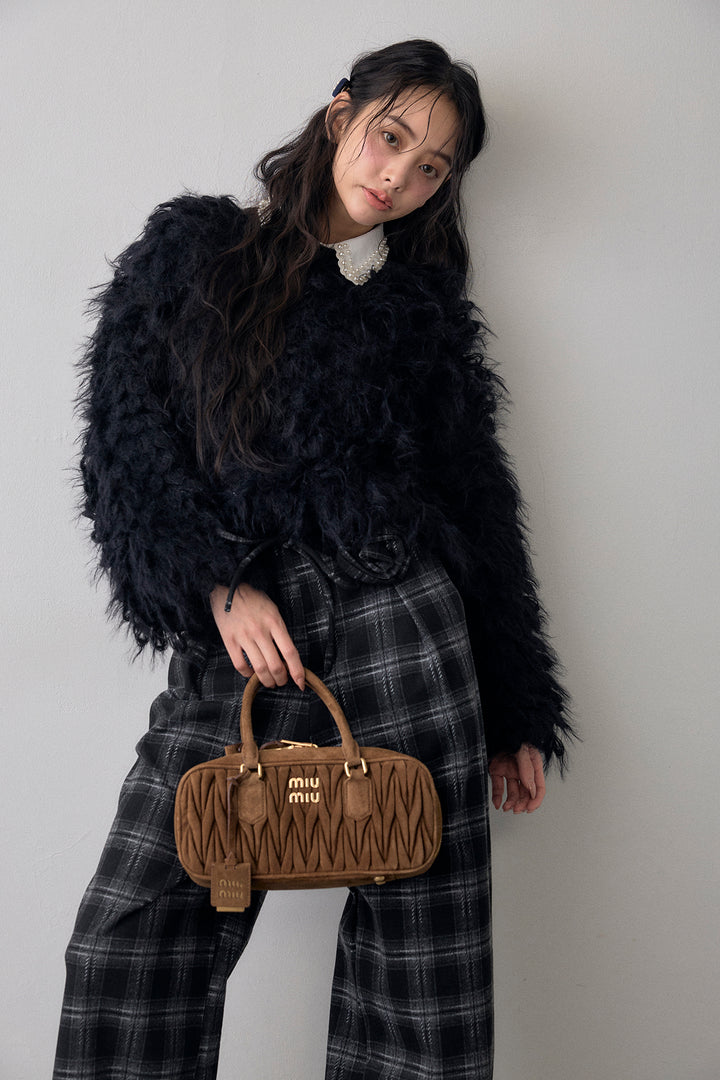 [予約/SET]ループシャプルオーバーニット+クラシカルチェックフラワーモチーフ付きパンツ(2set)