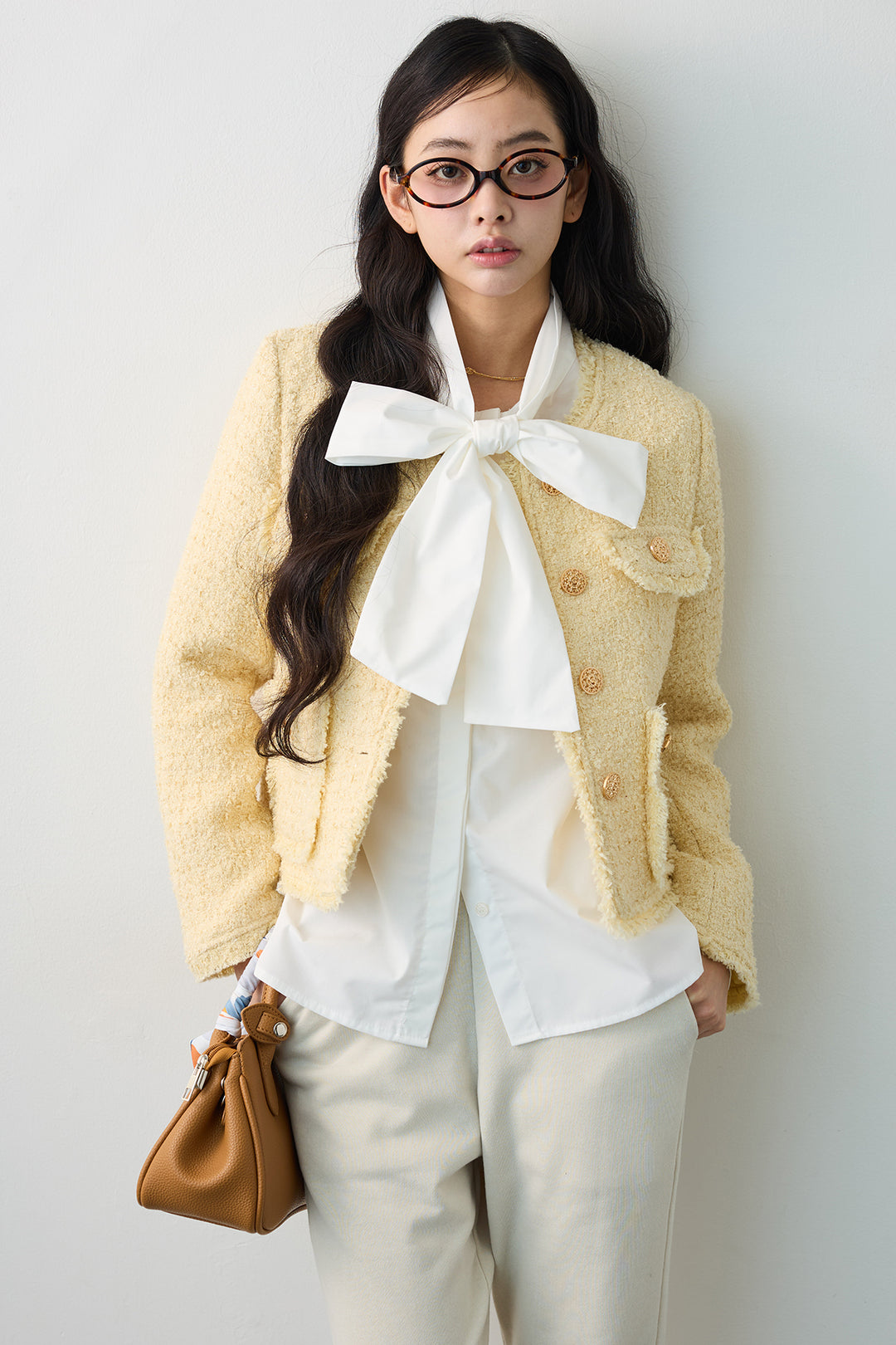 [予約]フリンジツイードゴールドボタンジャケット