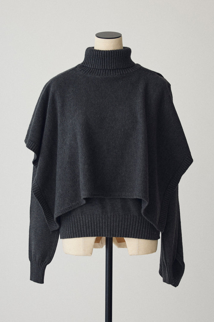 [予約]アシメケープ2wayニット