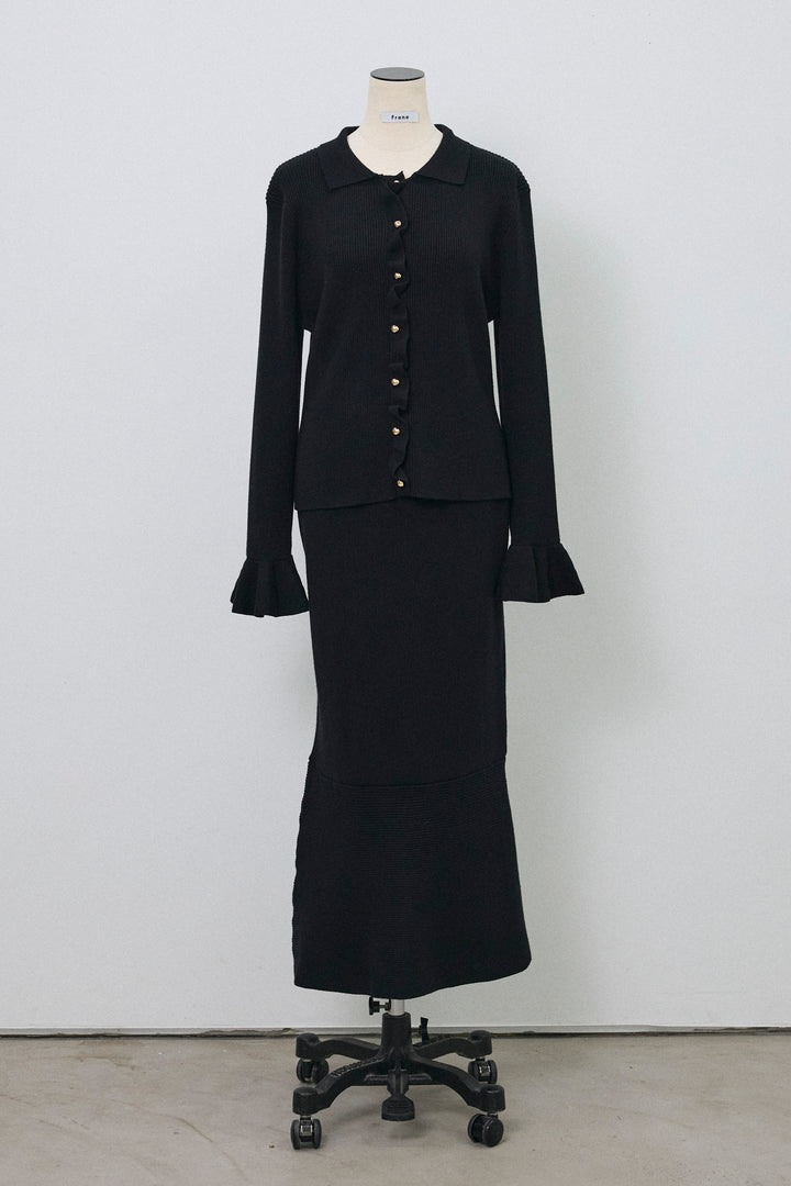 [予約]フロントラッフルデザインニットセットアップ