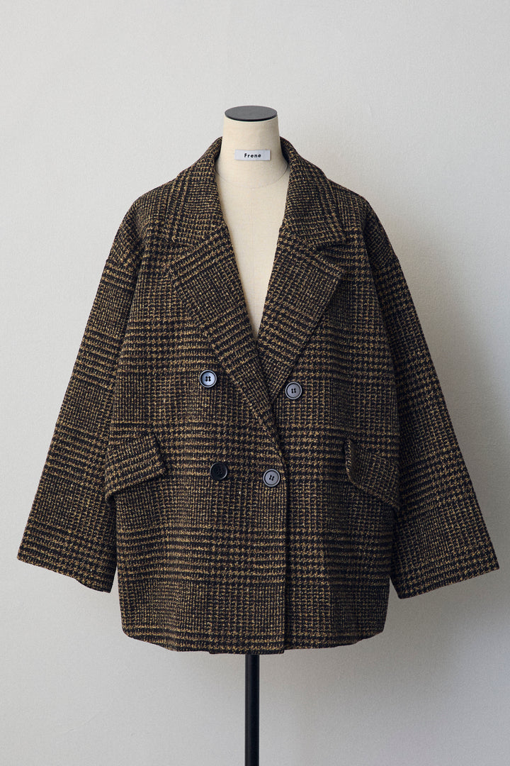 [予約]チェック柄ボクシーコート