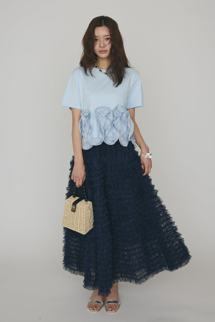 [予約/SET]フリルウェーブヘムカットTシャツ+フリルウェーブヘムカットTシャツ(2set)