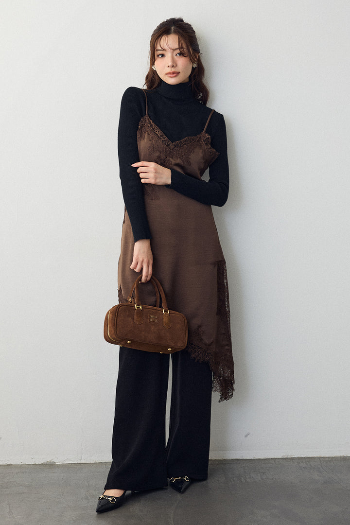 [予約]アシメデザインサテン×レースキャミ