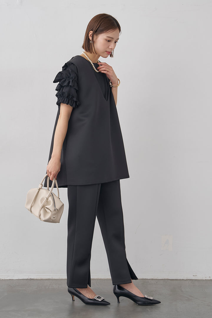 [予約]前スリットクッション素材パンツ