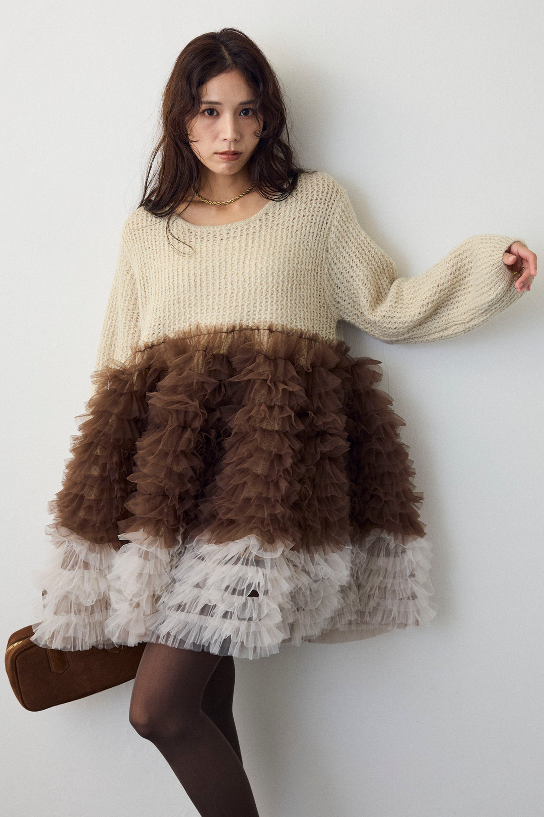 [予約]ホイップチュールドッキングニットワンピ