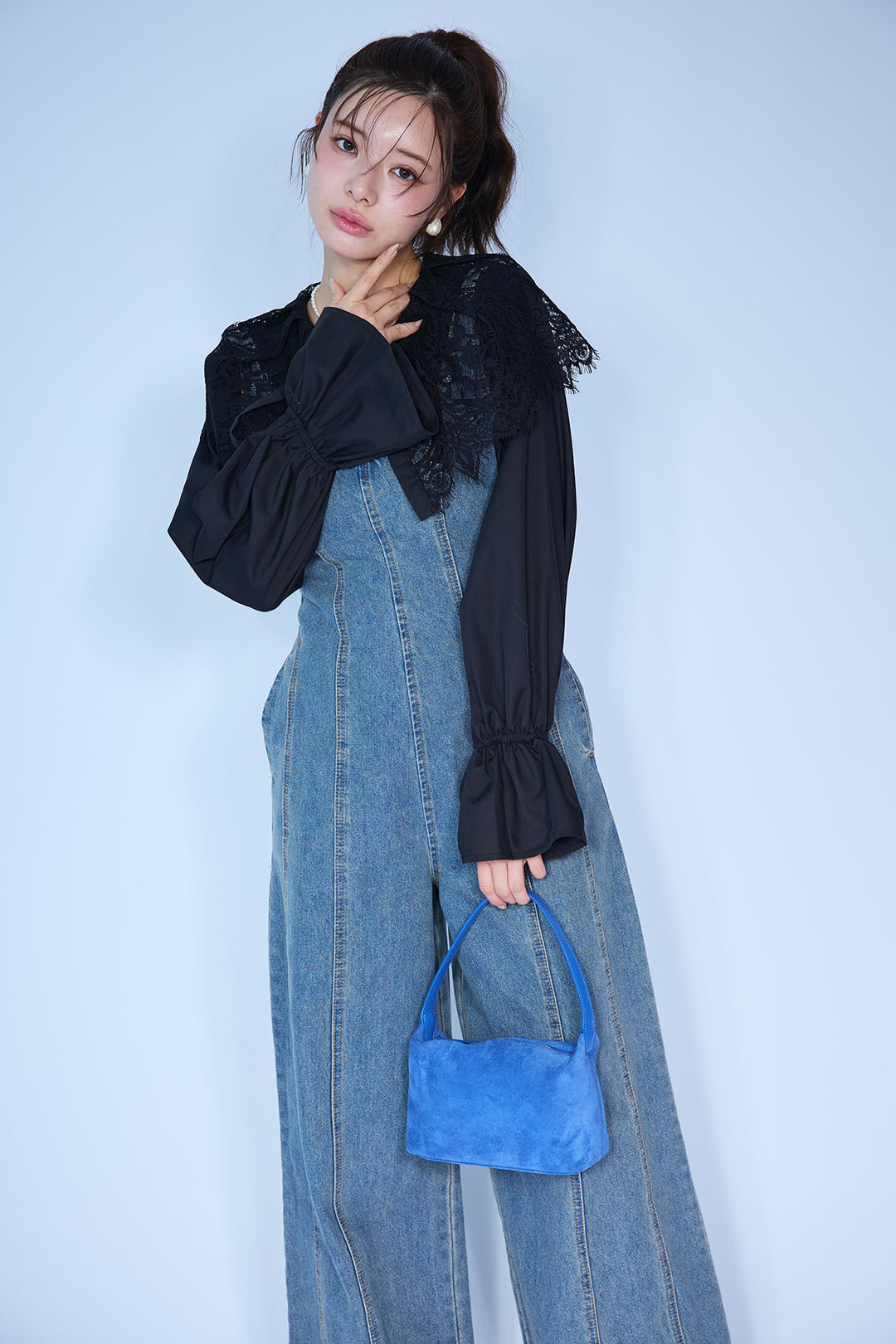 [予約]美ラインデニムサロペット