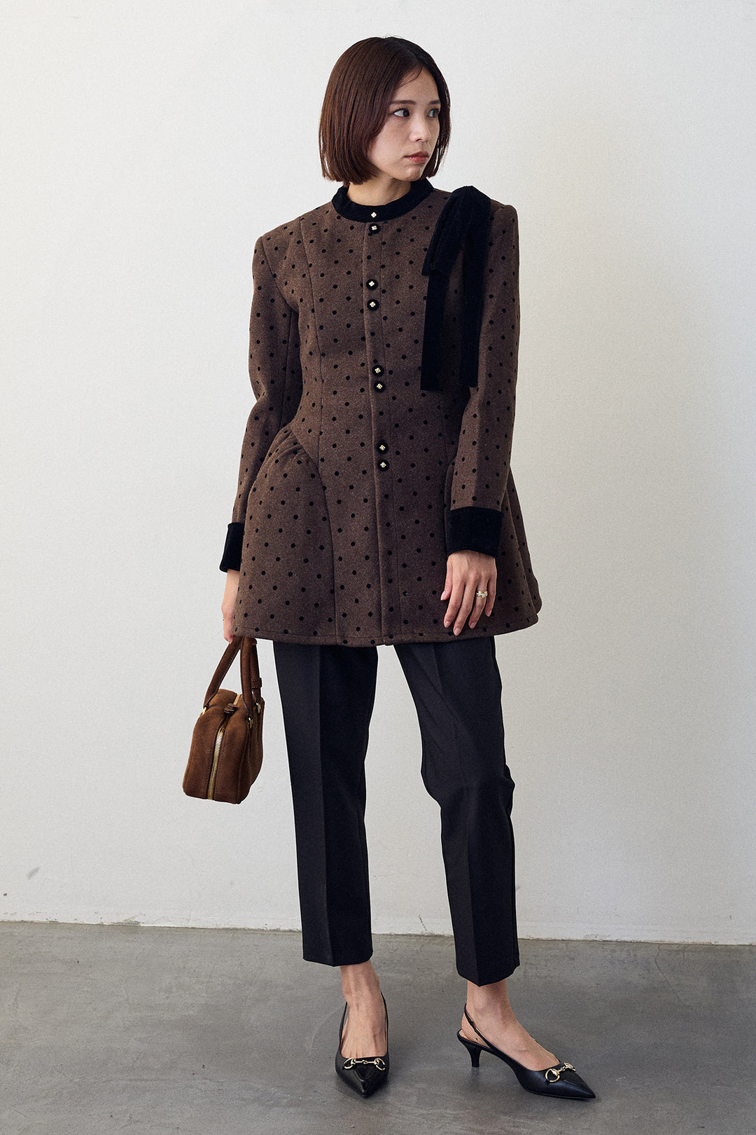 [予約/SET]クラシカルウエストシェイプフレアコート+タックテーパードパンツ(2set)