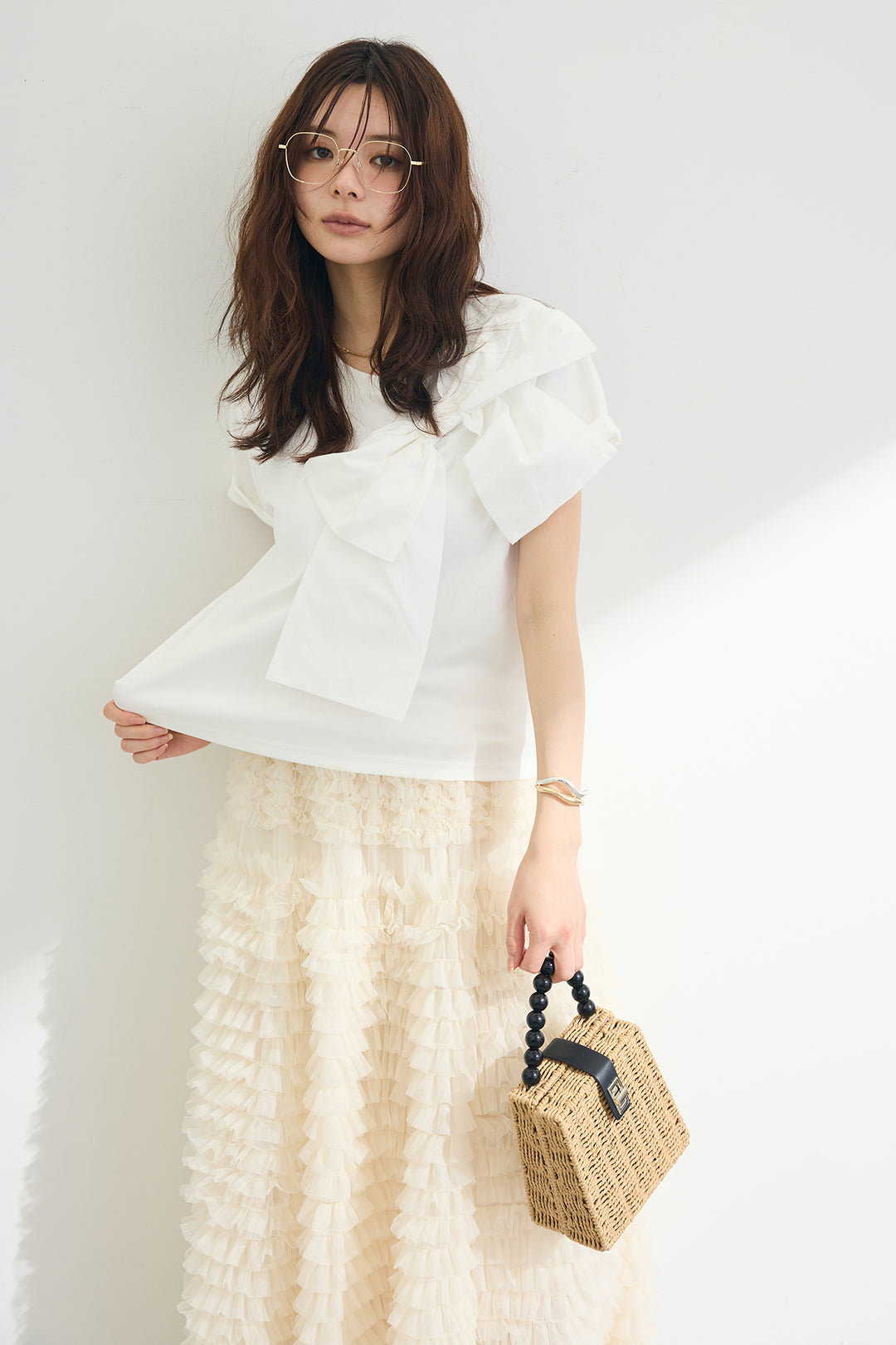 [予約]ショルダーリボンポイントTシャツ